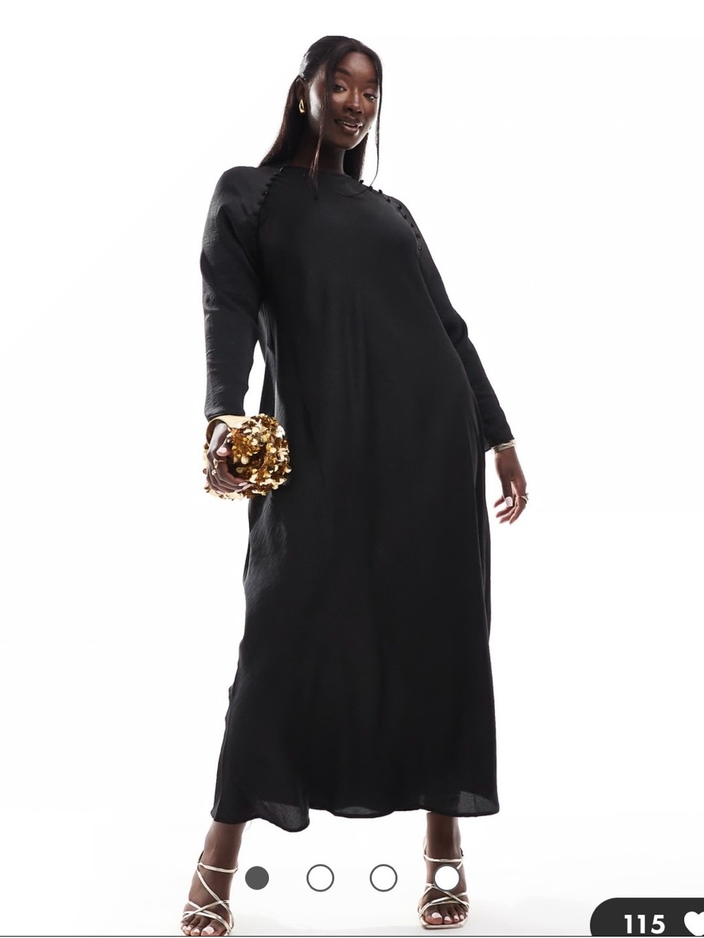ASOS Black Long Sleeve Maxi Dress - Minimal Silhouette